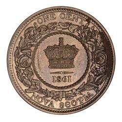 Proof Coin - 1 Cent, Nova Scotia, Canada, 1861