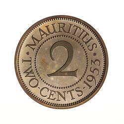 Proof Coin - 2 Cents, Mauritius, 1953