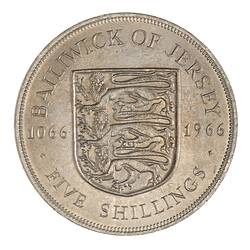Coin - 5 Shillings, Norman Conquest Anniversary 1066-1966, Jersey, Channel Islands, 1966