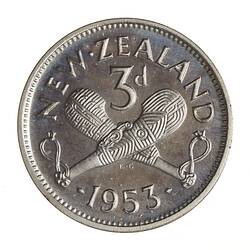 Proof Coin - 3 Pence, New Zealand, 1953