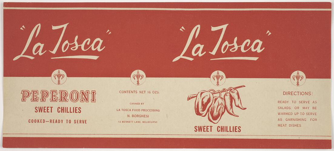 Food Label - La Tosca Peperoni Sweet Chillies