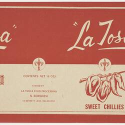 Food Label - La Tosca Peperoni Sweet Chillies, 1950s