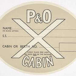 Baggage Labels - P&O, Cabin, circa 1950s