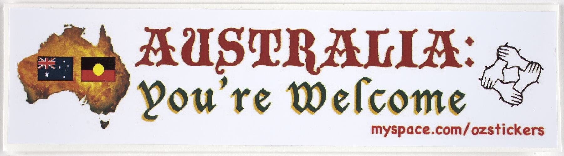 Sticker - 'Australia You're Welcome', Australians Against Racism & Discrimination