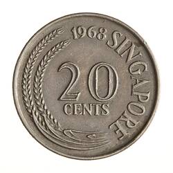 Coin - 20 Cents, Singapore, 1968