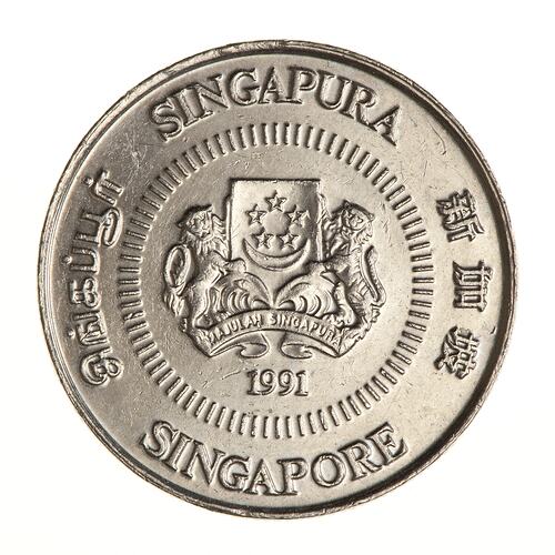 Coin - 10 Cents, Singapore, 1991