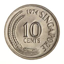 Coin - 10 Cents, Singapore, 1974