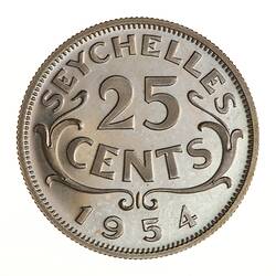 Proof Coin - 25 Cents, Seychelles, 1954