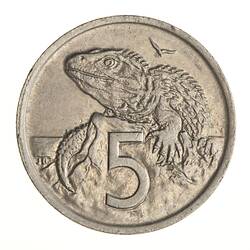 Coin - 5 Cents, New Zealand, 1975
