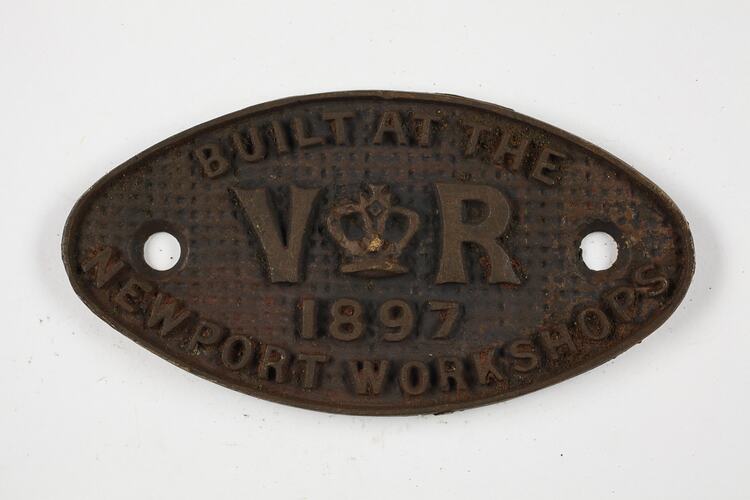 Rollingstock Builder's Plate - Victorian Railways, Newport Workshops, 1897