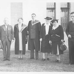 Photograph - Hope Macpherson After Receiving Degree Standing with Six Others, Melbourne University, Victoria, Apr 1946