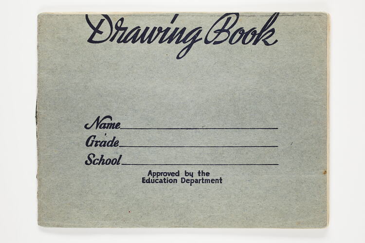 Book cover in pale green paper, with printed text.