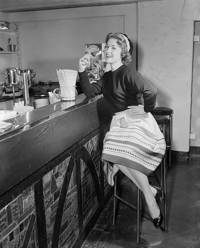 Negative - Mutual Store Ltd, Woman at Cafe, Melbourne, Victoria, 1958