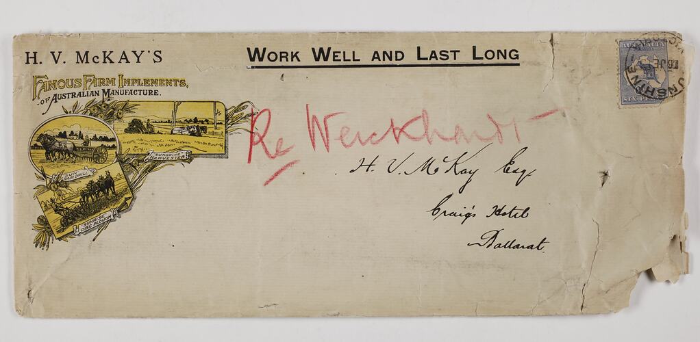 Envelope - H. V. McKay's Farm Implements of Australian Manufacture, 1913