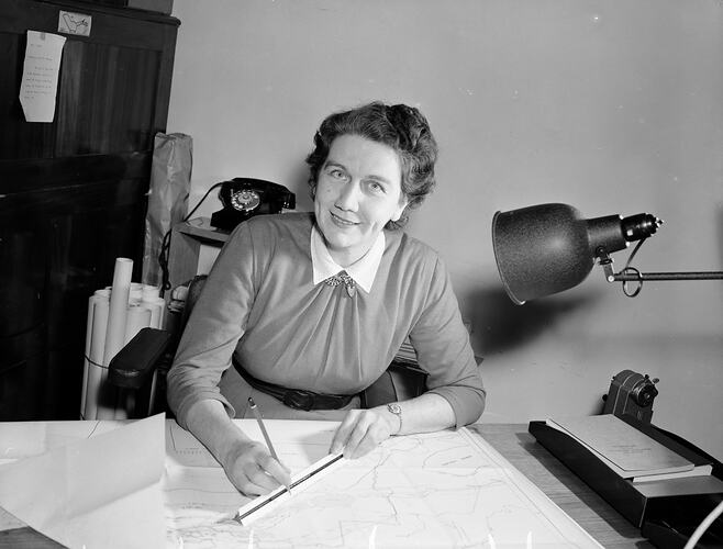 Woman Drafting Map, Melbourne, Victoria, 1955-1956
