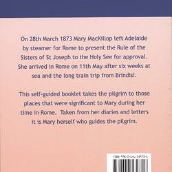 Booklet - Monica Barlow, 'Mary MacKillop's Rome', Pilgrim Pack, Saint Mary of the Cross MacKillop Canonisation, 2010