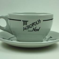 Tea Cup, Saucer & Plate - 'Acropolis Now', Crawfords Australia, 1989