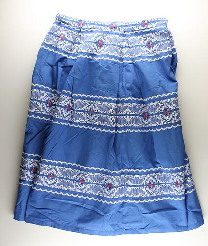 Skirt - Blue Cotton, Patterned, Dorothea Dunzinger