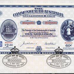 First Day Cover -  Minisheet, Centenary of the First Commonwealth Banknote, Melbourne, 11 May 2013