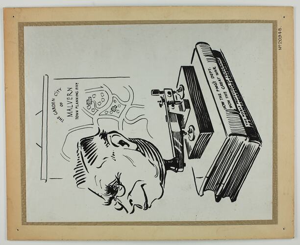 Picturegram - Cartoon of Books and Telegraph Equipment, Post Master General's Department, circa 1938