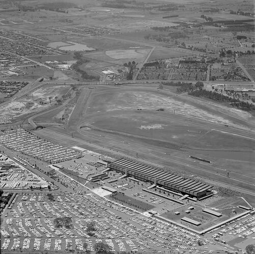 Negative - Aerial View of Sandown Racecourse & Surrounding Suburb, Springvale, Victoria, 27 Dec 1969