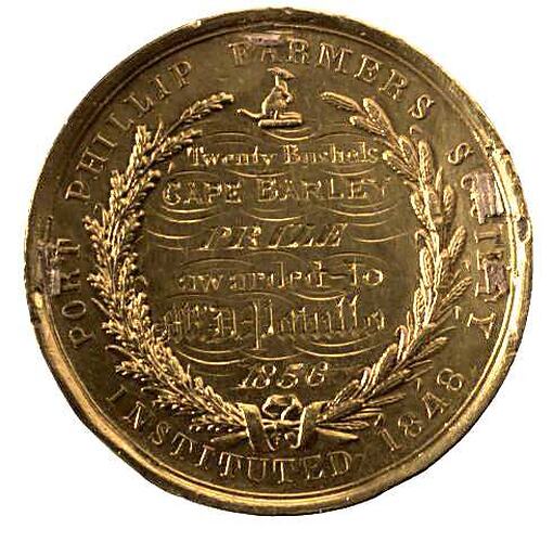 Medal - Port Phillip Farmers Association Prize (1856), Australia (Reverse)