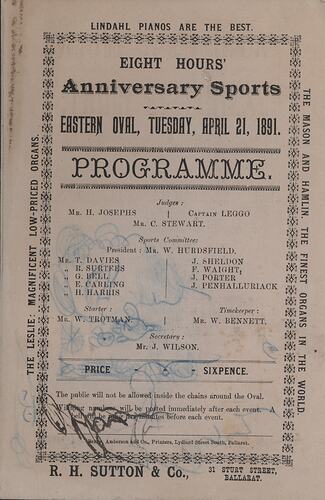 Sports programme with fancy print.