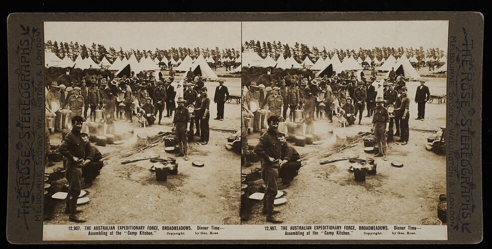 Stereograph - 'The Australian Expeditionary Force, Broadmeadows', circa 1914-1918