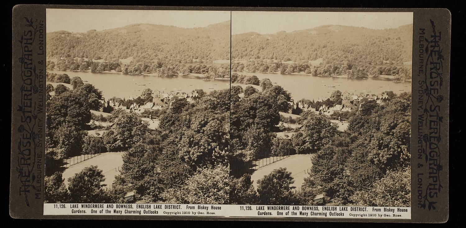 Stereograph 'Lake Windermere & Bowness, English Lake District', 1910