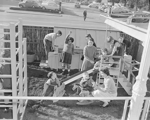 Royal Children's Hospital, Children in a Playground, Carlton, Victoria, 17 Jun 1959