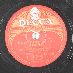 Disc Recording - The Decca Record Co. Ltd., Double-Sided, 'Brahms: Symphony No. 4 In E Minor, Op. 98', 2nd Mov.: Andante Moderato (Concl.) & 3rd Mov.: Allegro Giocoso, Unknown Date