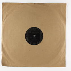 Paper sleeve containing a record disc.