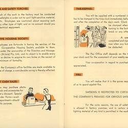 Open booklet with printed text and illustrations.