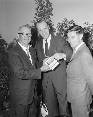 Three Men at Prudential Building Opening, Melbourne, 09 Feb 1960