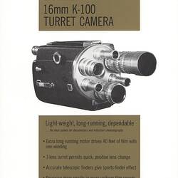 Printed page with text and photograph of camera.