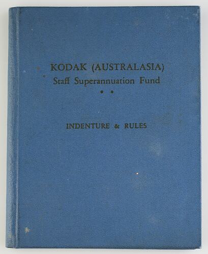 Booklet - Kodak (Australasia) Pty Ltd, Staff Superannuation Fund, Indenture & Rules, 1 January 1960. (Cover)