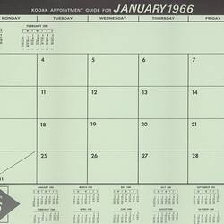 Calendar for January 1966.