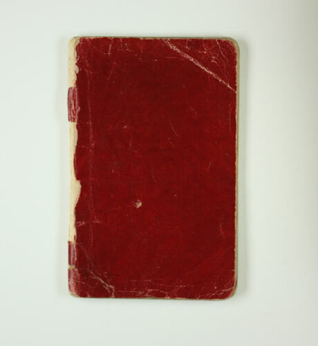 Front cover of red diary.