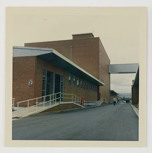 Slide 147, Entrance, Building 2, Kodak Factory, Coburg, 'Extra Prints of Coburg Lecture' album, circa 1960s