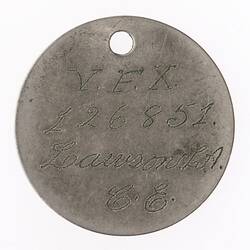 Identity Tag - Corporal Laura Lawson, Metal, World War II, 1943-1945 - Obverse