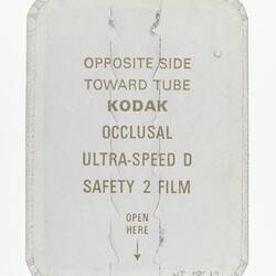 Dental Film - Kodak, ' Occlusal Ultra-Speed D Safety 2 Film'