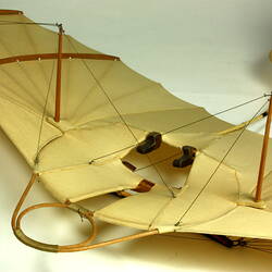 Model of off-white glider. Detail of cockpit.