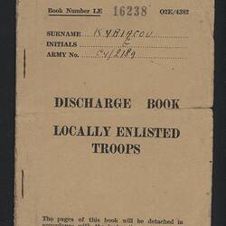 Booklet - Army Discharge, George Kyriakides, Cyprus, 1946