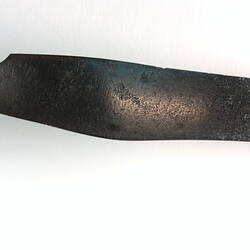 Detail of knife blade showing pitting.