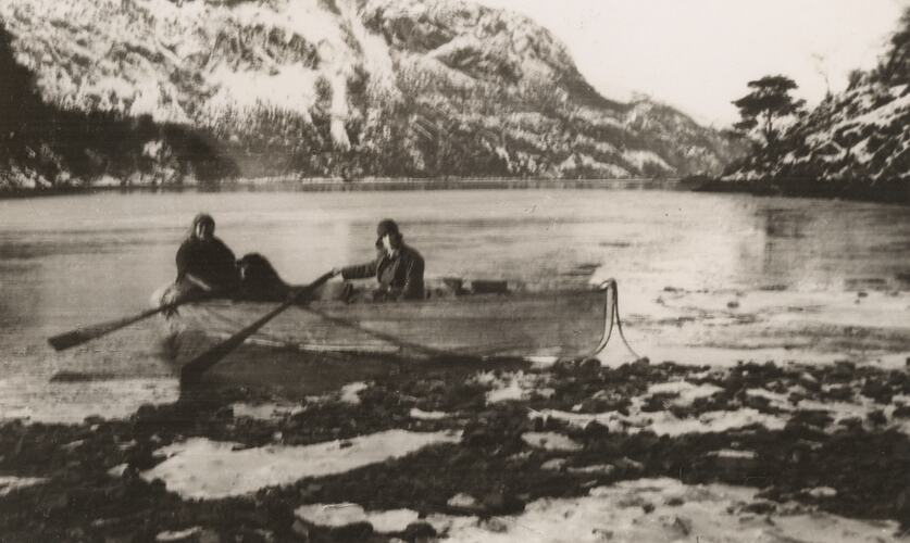 Juanna and Jean Hamilton on a fishing trip, Hoste Island, June 1929.