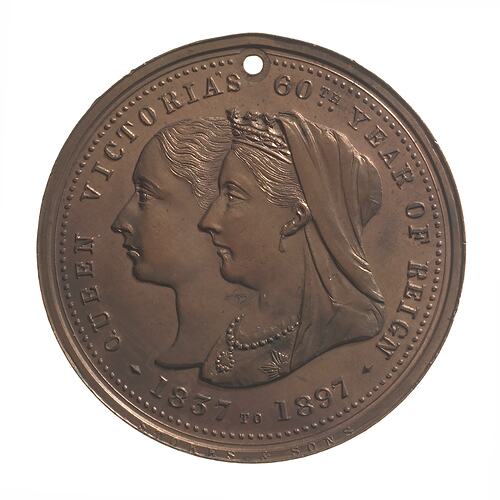 Medal - Diamond Jubilee of Queen Victoria, Mt Lyell Mining & Railway Co, Tasmania, Australia, 1897