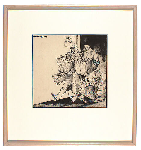 Cartoon in a frame.