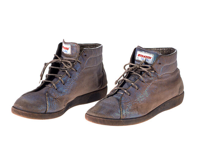 Pair of Boots - Brown/Blue Stripe, Lace-up