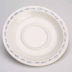 Saucer - 'Bristile', White with Grey Foliage Pattern, Black Cat Cafe, Fitzroy, circa 1990s