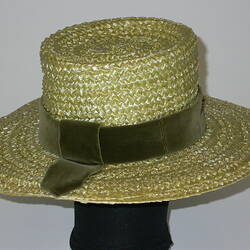 Hat - Jean Rooks, Sailor Style, Gold Straw